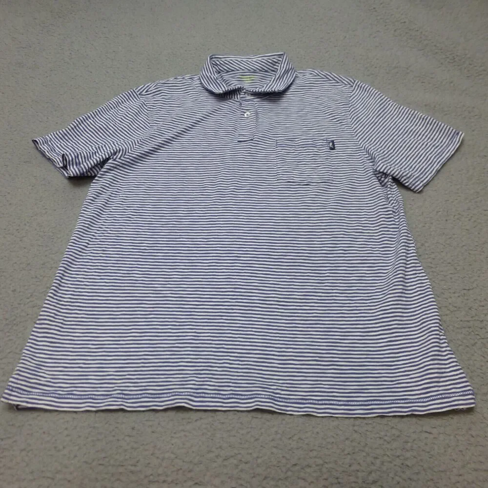 Vineyard Vines Shirt Mens Large Island Polo Striped Blue Pocket Cotton Preppy - Picture 1 of 9